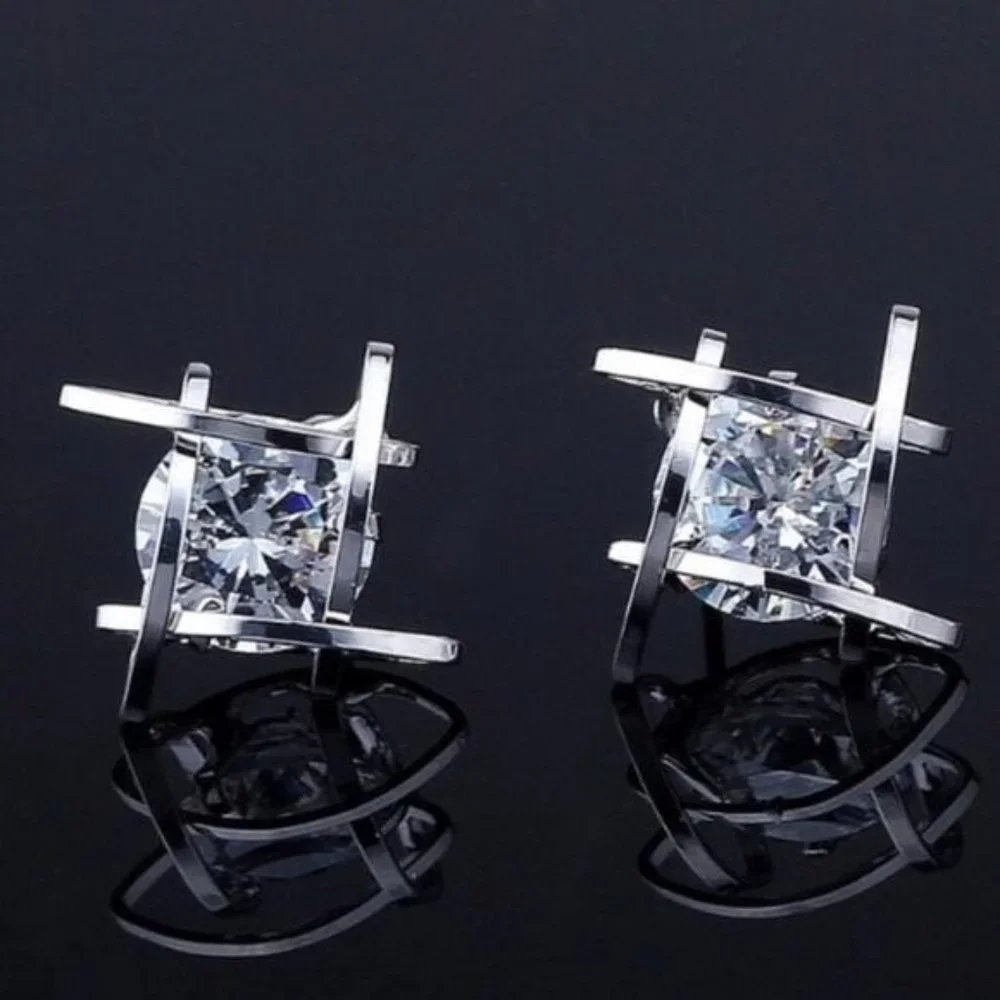 New Silver 3D Cage  Stud Earrings, beautiful Earrings, cute Earrings - Picture 2 of 6